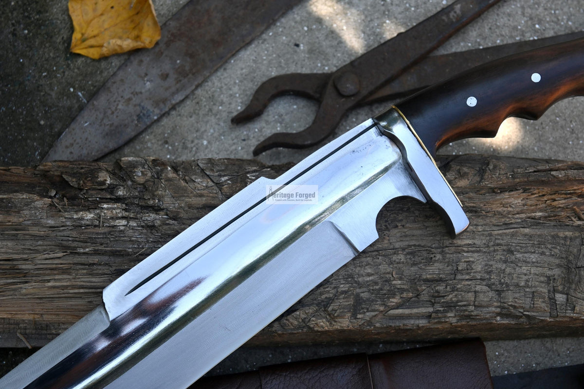 BOWIE KNIFE / 12 inches long Blade / Hand forged Bowie knife / Made from Leaf spring of truck / Tempered / Sharpen/ Ready to use