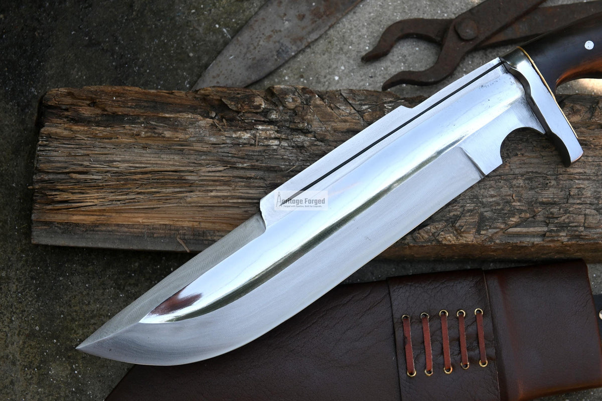 BOWIE KNIFE / 12 inches long Blade / Hand forged Bowie knife / Made from Leaf spring of truck / Tempered / Sharpen/ Ready to use