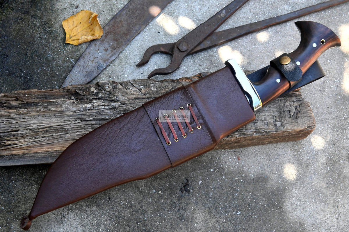 BOWIE KNIFE / 12 inches long Blade / Hand forged Bowie knife / Made from Leaf spring of truck / Tempered / Sharpen/ Ready to use