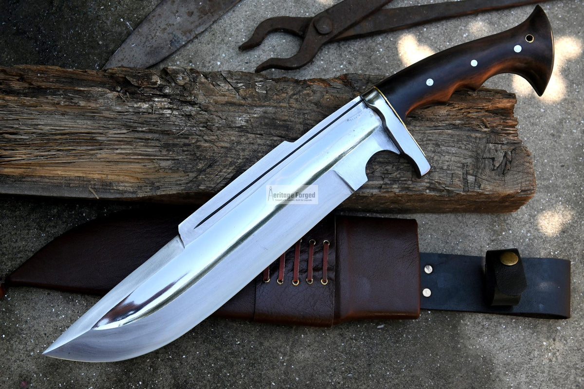 BOWIE KNIFE / 12 inches long Blade / Hand forged Bowie knife / Made from Leaf spring of truck / Tempered / Sharpen/ Ready to use