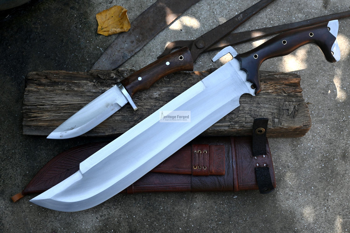 PREDATOR BOWIE / 14 inches long Blade bowie knife / Hand forged knife / Made from Leaf spring of truck / Tempered / Sharpen/ Ready to use