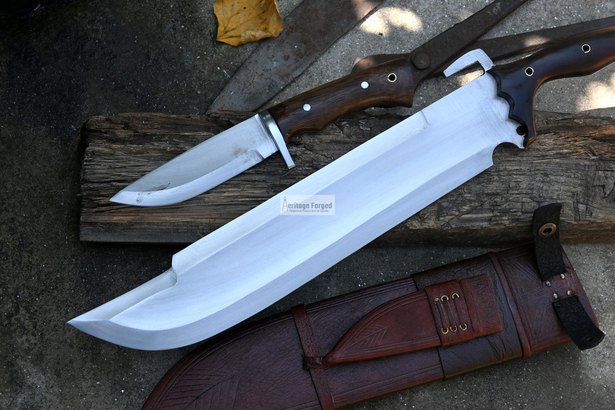 PREDATOR BOWIE / 14 inches long Blade bowie knife / Hand forged knife / Made from Leaf spring of truck / Tempered / Sharpen/ Ready to use