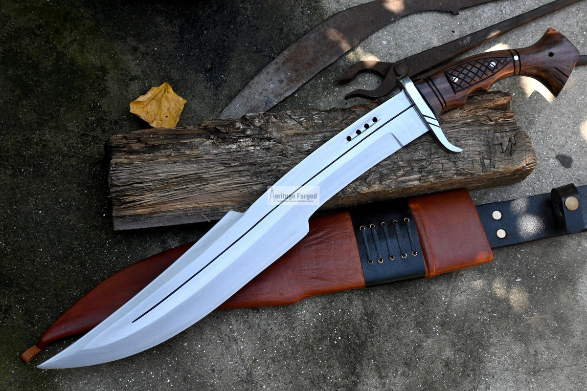 SPARTAN MACHETE /18 inches Long Blade hand forged Sword/Leaf spring of truck/Rosewood Handle/Sharpen/Tempered/Ready to use/knife/knives