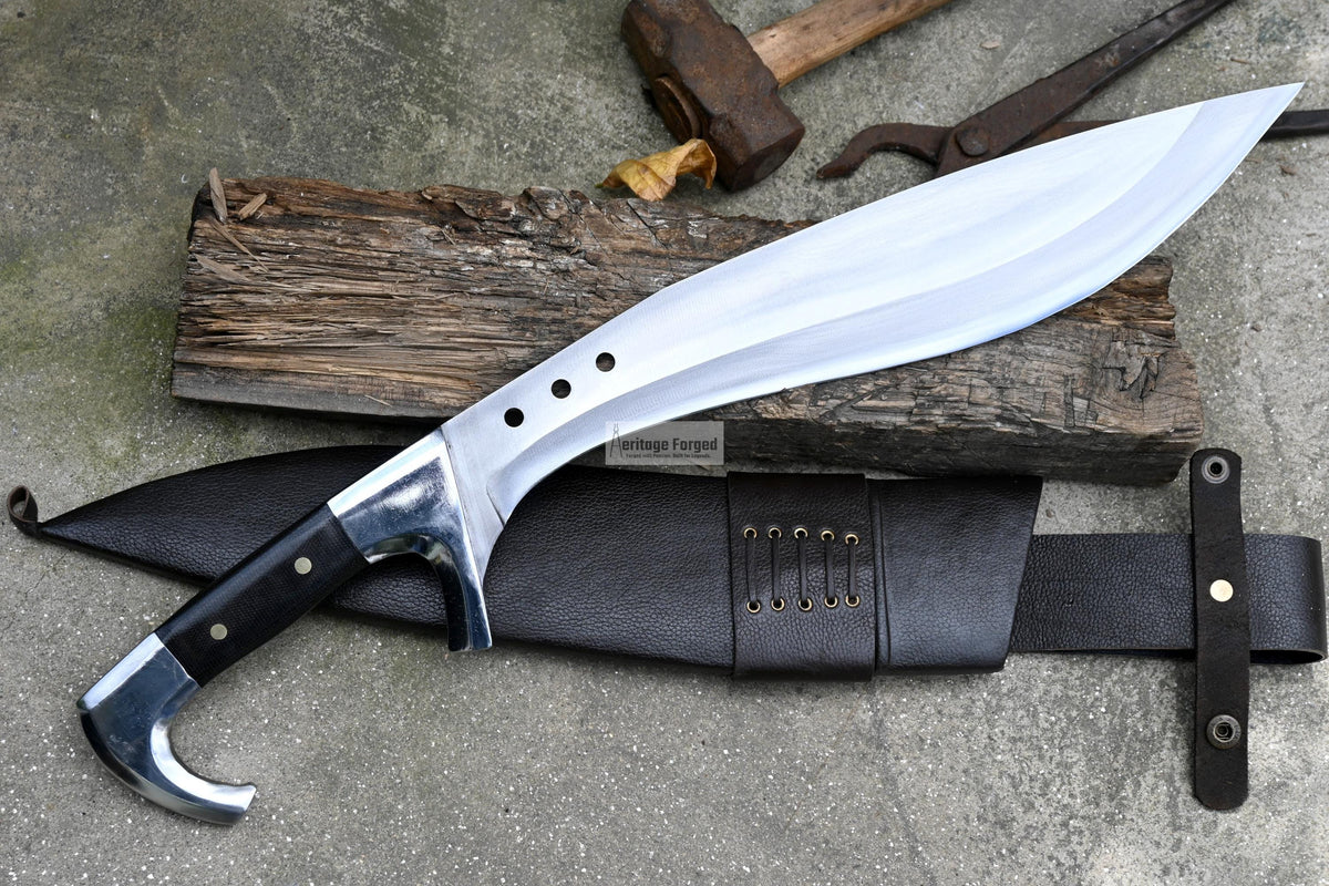 KUKRI MACHETE / Large Jungle Machete/ 16 inches Long Blade Heavy duties machete/ Full tang/ Leaf spring of truck/ Tempered/Sharpen/Working