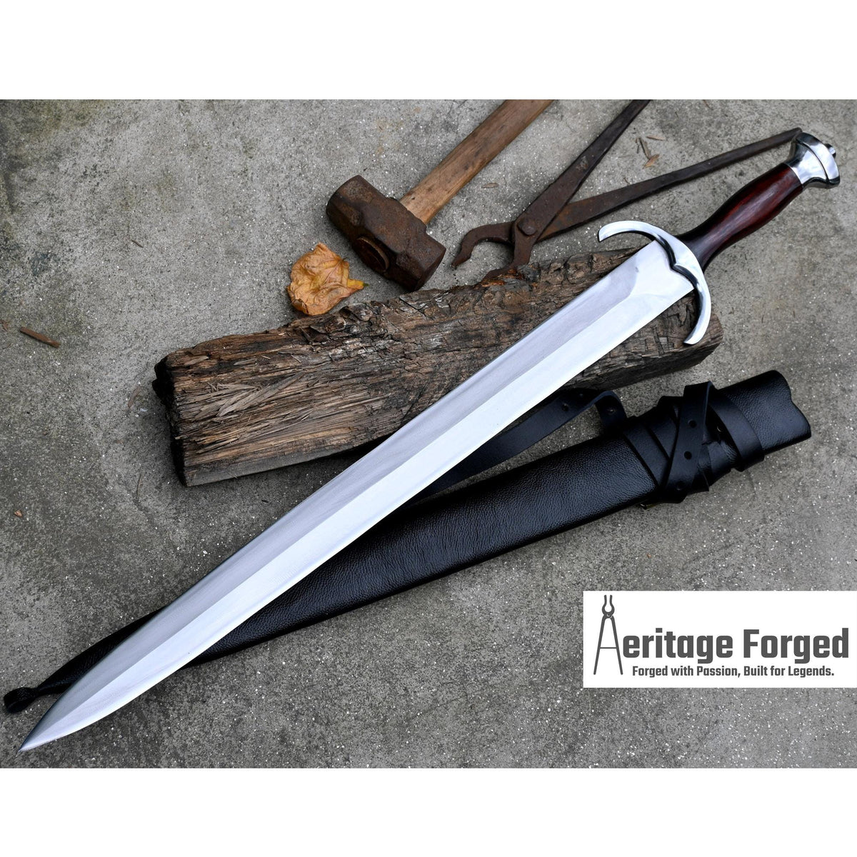 VIKING SWORD/24 inches Long Blade hand forged Sword/Leaf spring of truck/Rosewood Handle/Sharpen/Tempered/Ready to use/knife/knives