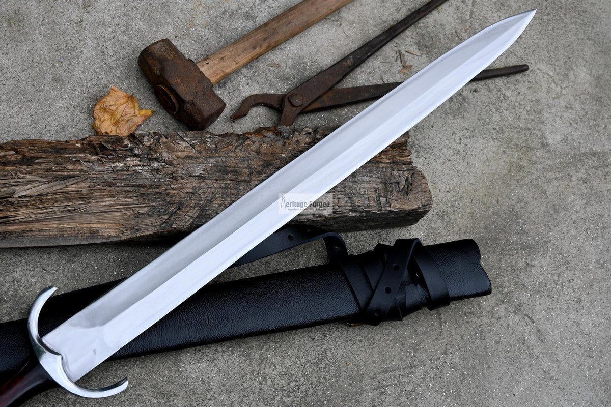 VIKING SWORD/24 inches Long Blade hand forged Sword/Leaf spring of truck/Rosewood Handle/Sharpen/Tempered/Ready to use/knife/knives