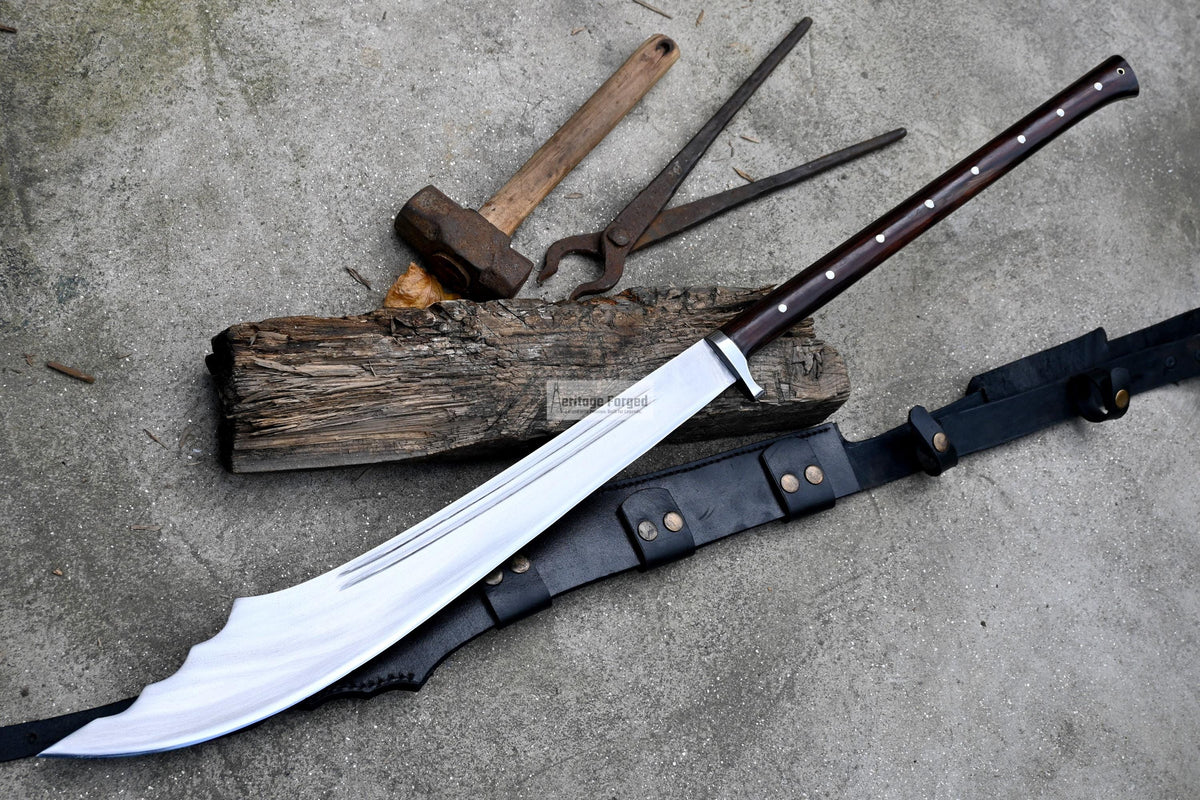 DAO MACHETE / Large Jungle Machete/20 inches Long Blade Heavy duties machete/ Long Handle/ Leaf spring of truck/ Tempered/Sharpen/Working