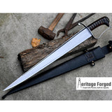 KHYBER SWORD/historical Afghan sword /22 inches Long Blade machete/ Full tang/ Leaf spring of truck/ Tempered/Sharpen/Working/sword