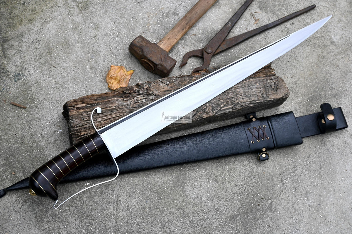KHYBER SWORD/historical Afghan sword /22 inches Long Blade machete/ Full tang/ Leaf spring of truck/ Tempered/Sharpen/Working/sword
