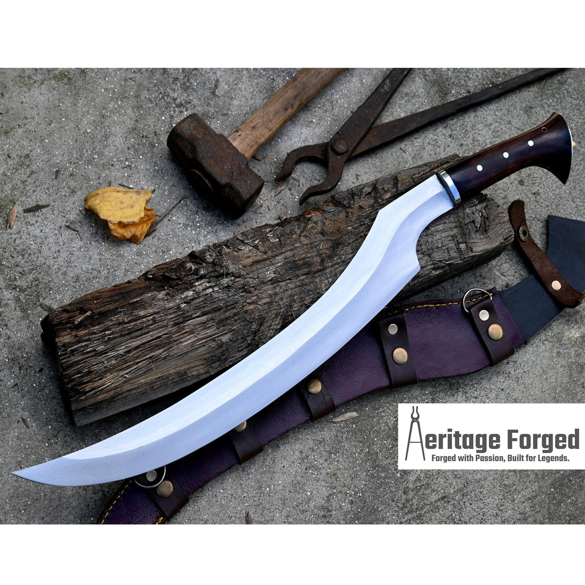 KHOPESH SHORT SWORD/ 18 inches Long Blade hand forged Egyptian khopesh sword /Leaf spring of truck /Sharpen/Tempered/Ready to use/knives