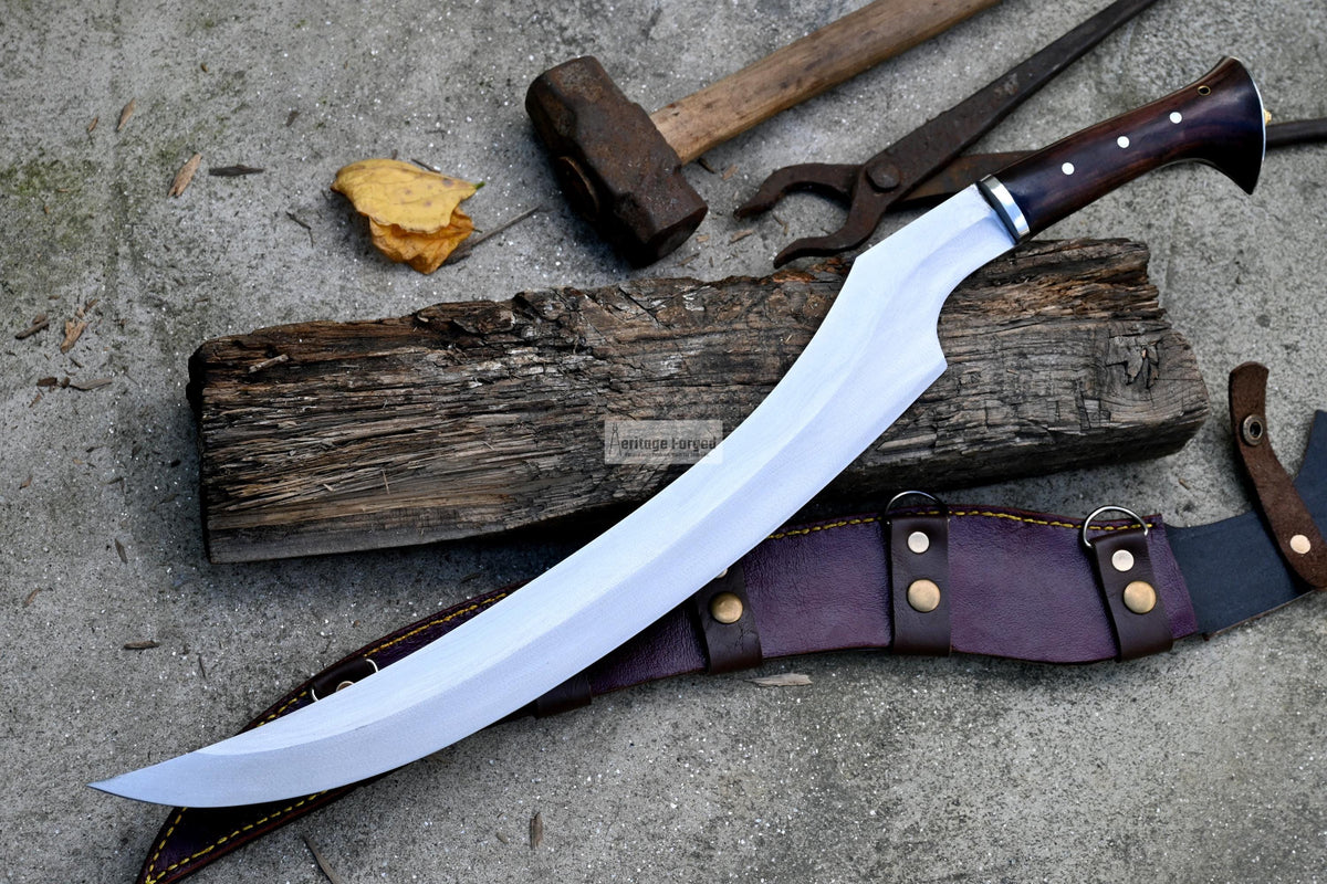 KHOPESH SHORT SWORD/ 18 inches Long Blade hand forged Egyptian khopesh sword /Leaf spring of truck /Sharpen/Tempered/Ready to use/knives