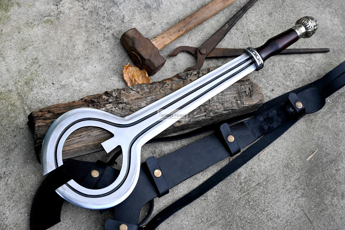 NGULU SWORD/ Double Blade ceremonial ngulu sword/ 18 inches Long Blade hand forged historical Sword/African sword/Wooden Handle