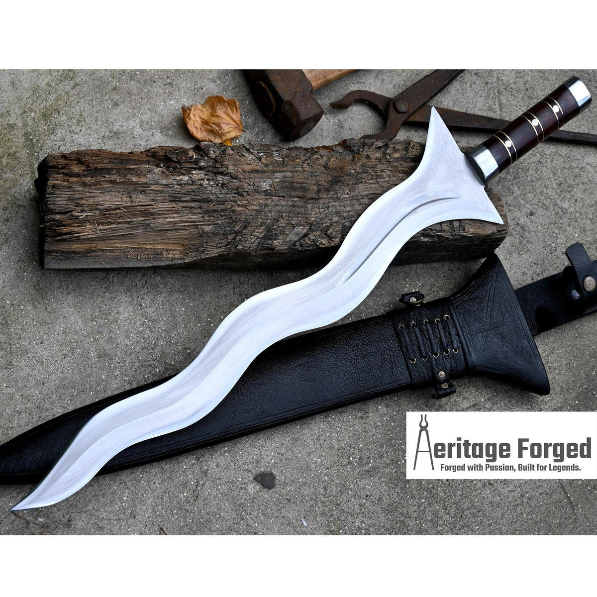 KRIS SWORD/21 inches long Blade handmade sword/ Real working machete/ Historical Machete/Best for Heavy duties/Carbon steel/Sharp