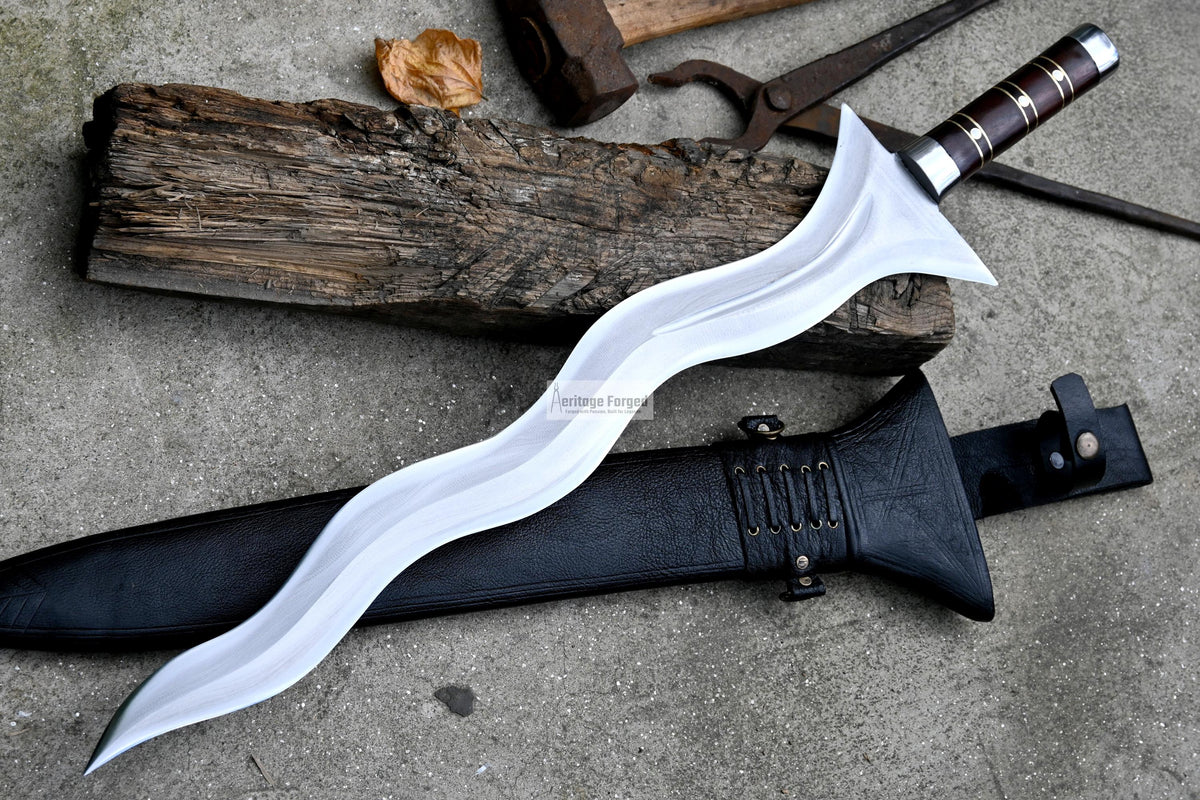 KRIS SWORD/21 inches long Blade handmade sword/ Real working machete/ Historical Machete/Best for Heavy duties/Carbon steel/Sharp
