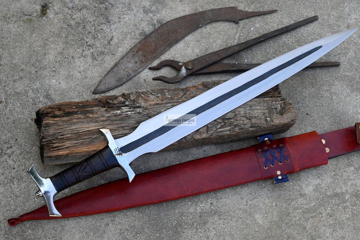 VIKING SWORD/21 inches Long Blade hand forged Sword/Leaf spring of truck/Rosewood Handle/Sharpen/Tempered/Ready to use/knife/knives