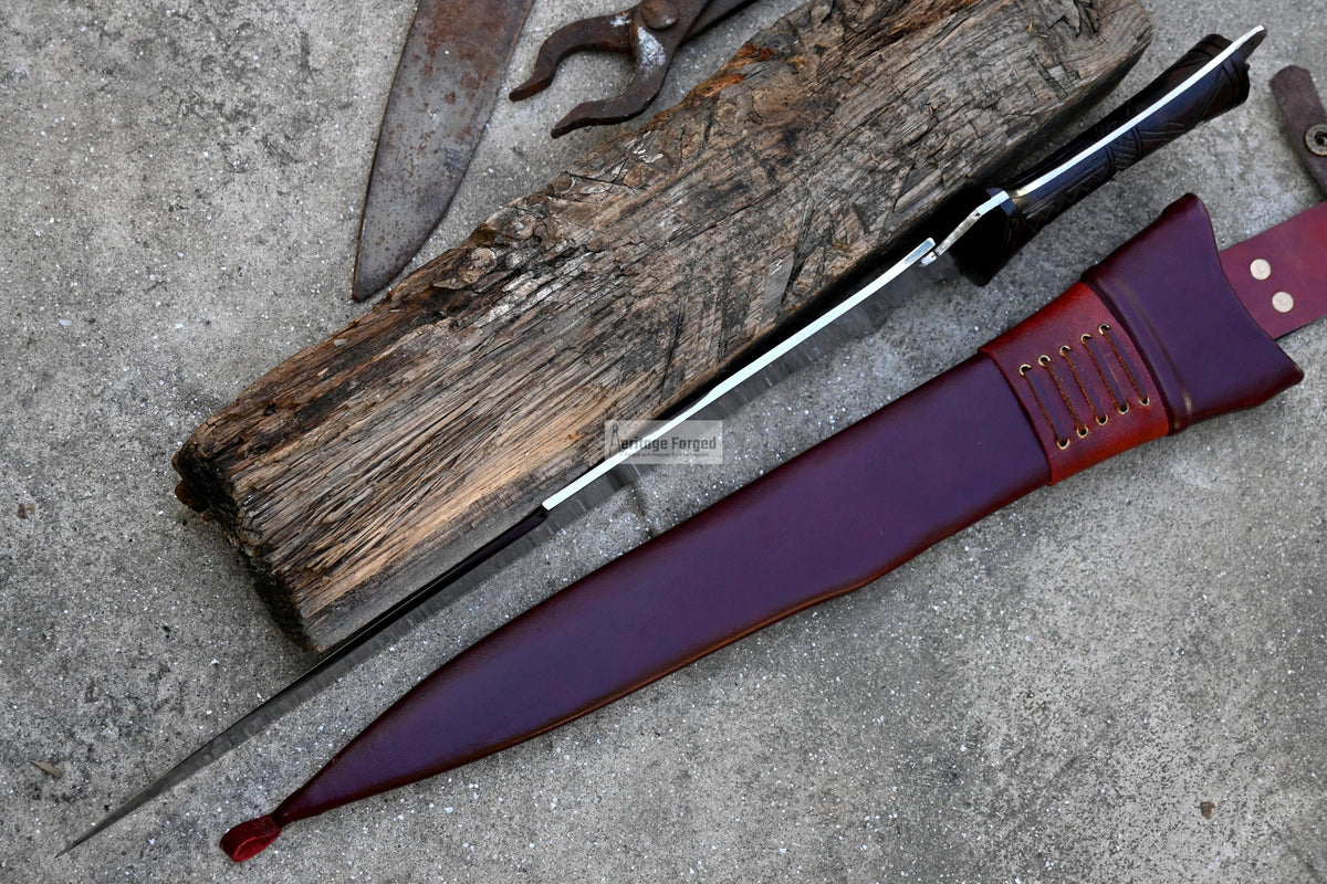 KRAUSER MACHETE/18 inches long Blade handmade DAGGER/ Real working machete/ Movie knife/Best for Heavy duties/Carbon steel/Sharp