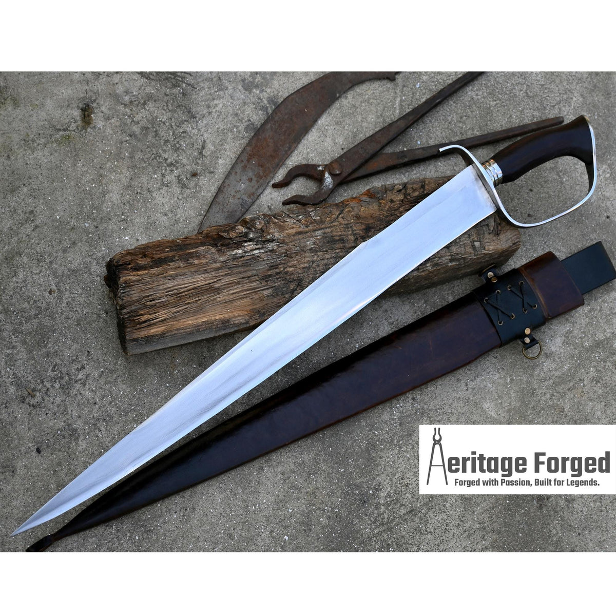 KHYBER SWORD/historical Afghan sword /22 inches Long Blade machete/ Full tang/ Leaf spring of truck/ Tempered/Sharpen/Working/sword