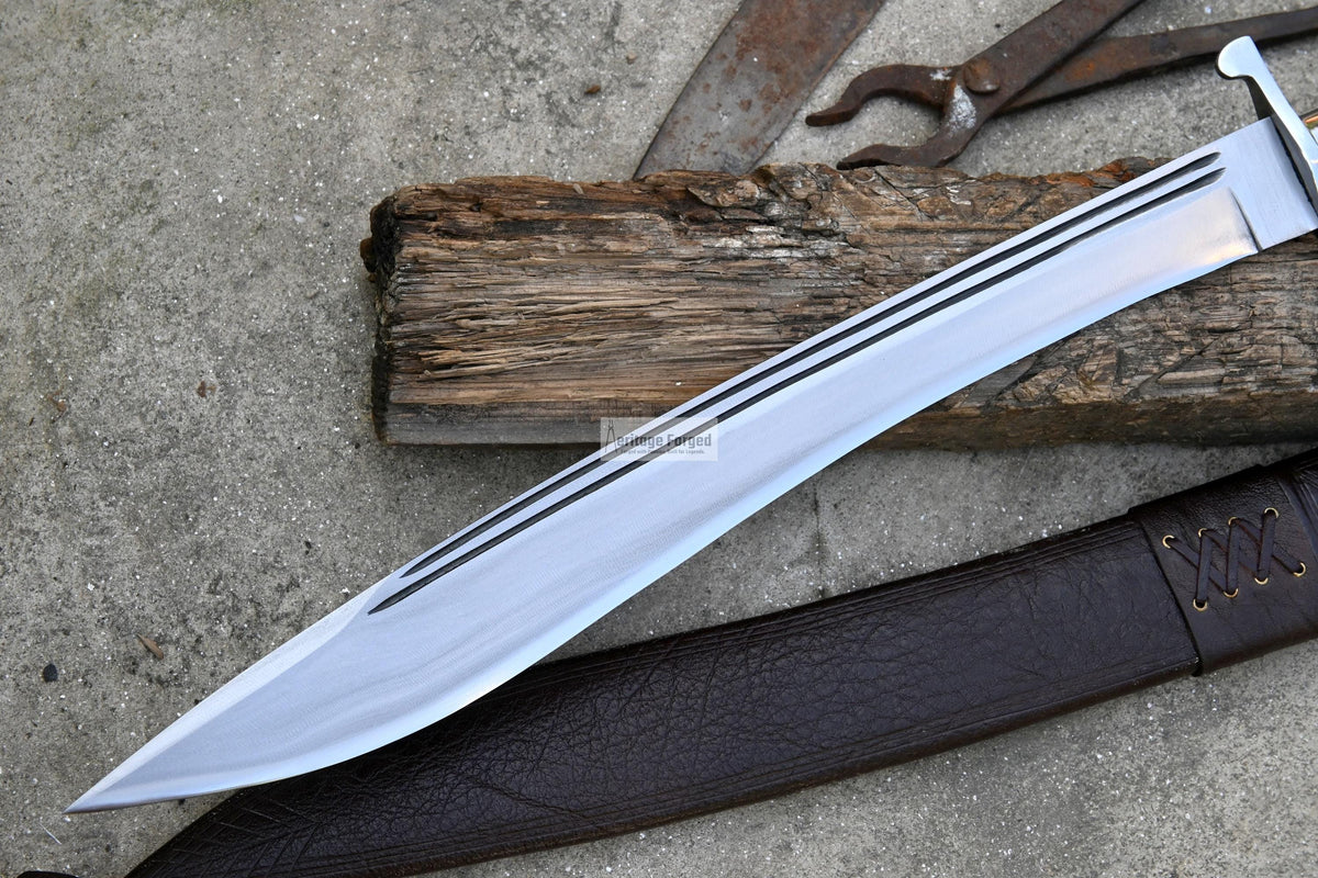 NAVAL MACHETE / Large Jungle Cleaver/20 inches Long Blade Heavy duties machete/ Full tang/ Leaf spring of truck/ Tempered/Sharpen/Working