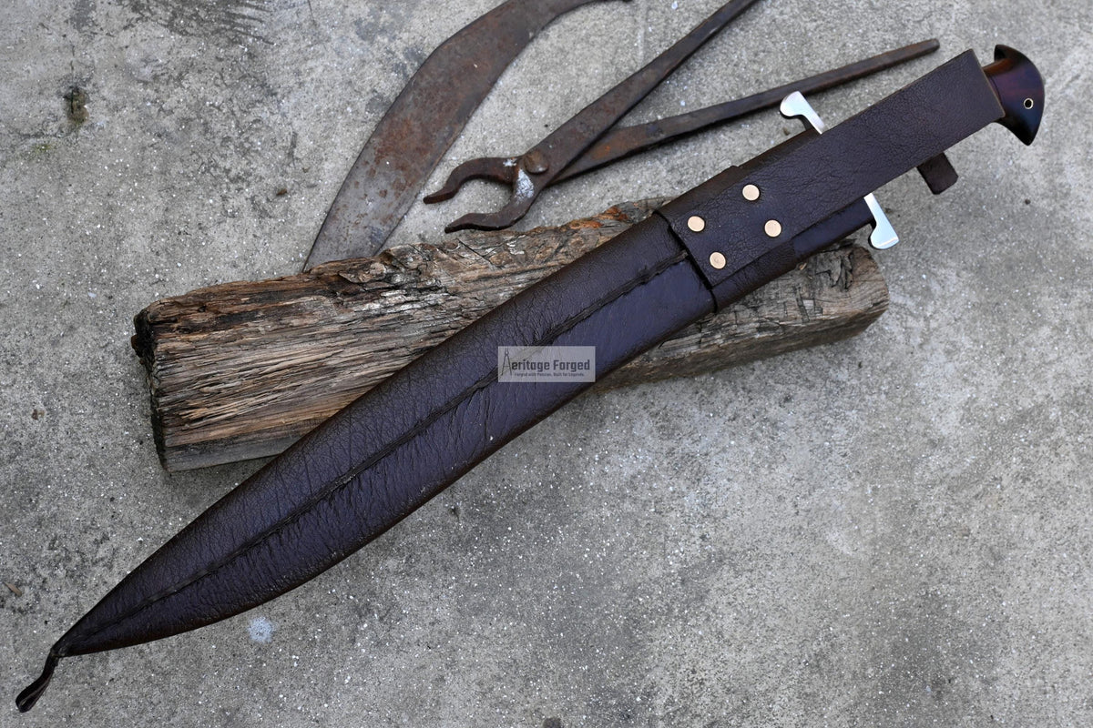NAVAL MACHETE / Large Jungle Cleaver/20 inches Long Blade Heavy duties machete/ Full tang/ Leaf spring of truck/ Tempered/Sharpen/Working