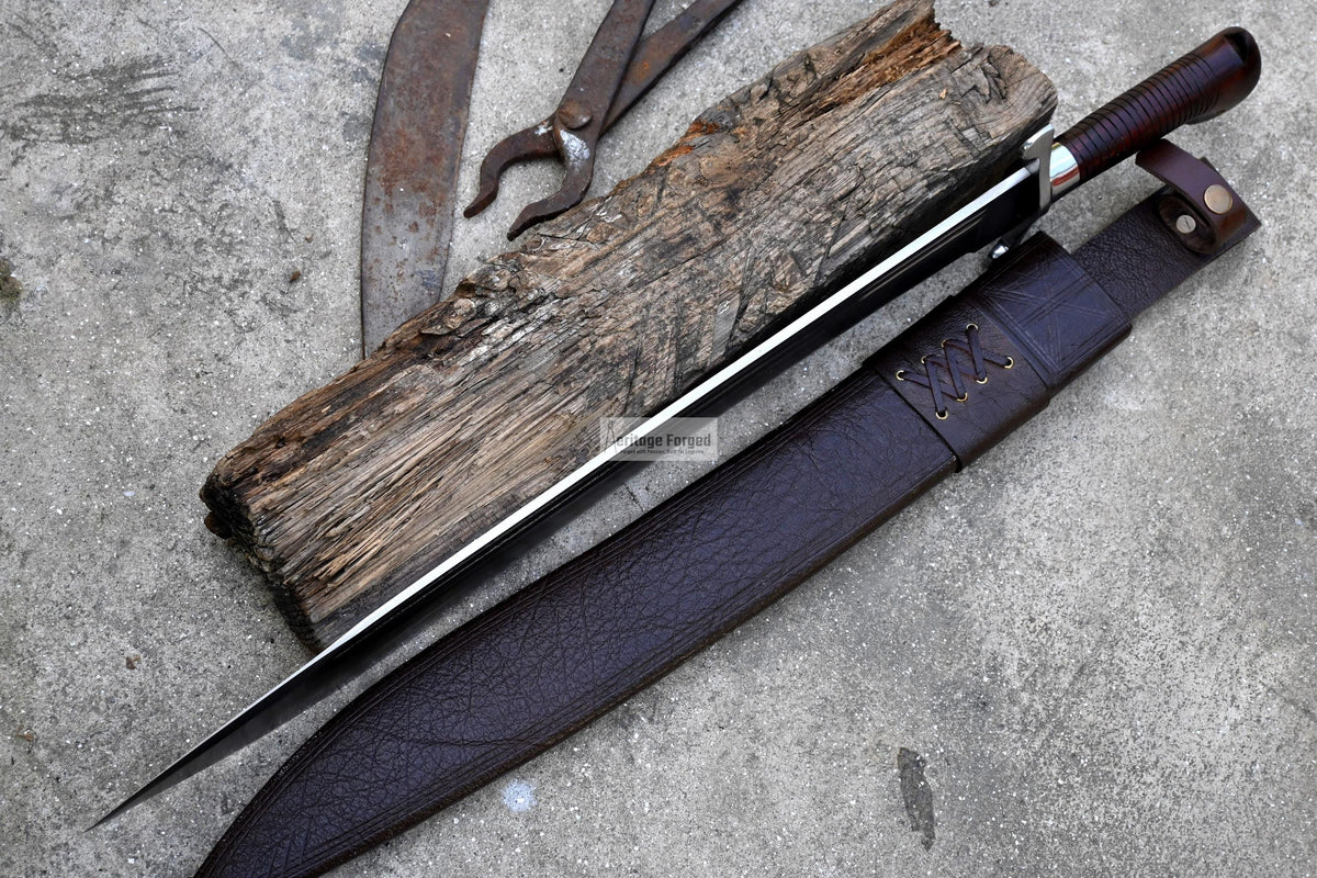 NAVAL MACHETE / Large Jungle Cleaver/20 inches Long Blade Heavy duties machete/ Full tang/ Leaf spring of truck/ Tempered/Sharpen/Working
