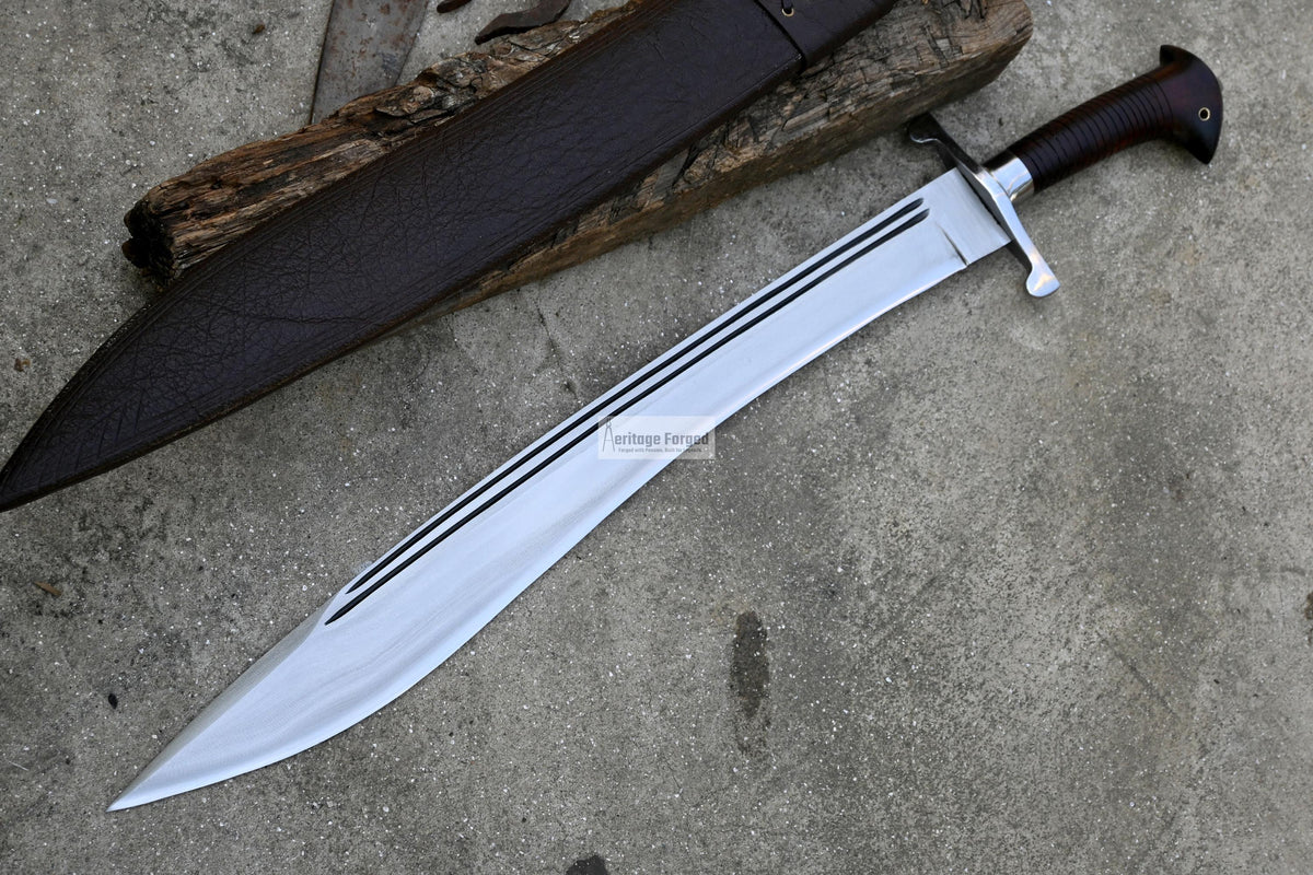 NAVAL MACHETE / Large Jungle Cleaver/20 inches Long Blade Heavy duties machete/ Full tang/ Leaf spring of truck/ Tempered/Sharpen/Working
