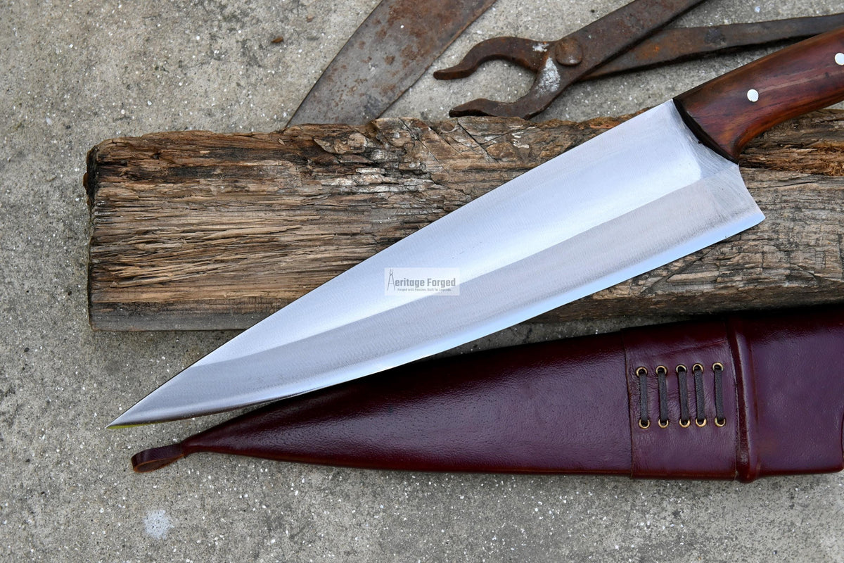 CHEF KNIFE / 13 inches long Blade / Hand forged hunting knife / jungle chef knife / Tempered / Sharpen/ Ready to use