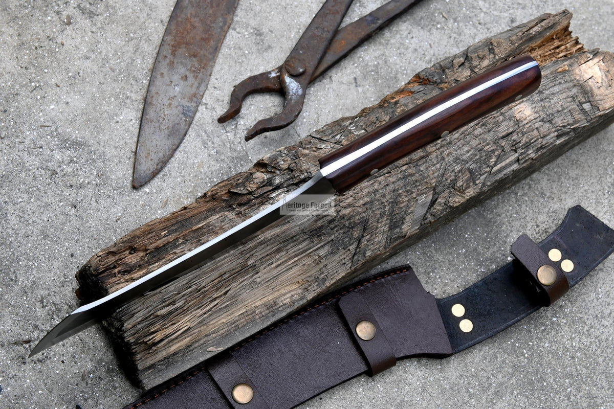 HUNTING KOPESH/9 inches long blade hunting knife/handmade knife/Leaf spring of truck/wooden Handle/Sharpen/Tempered/knife/knives