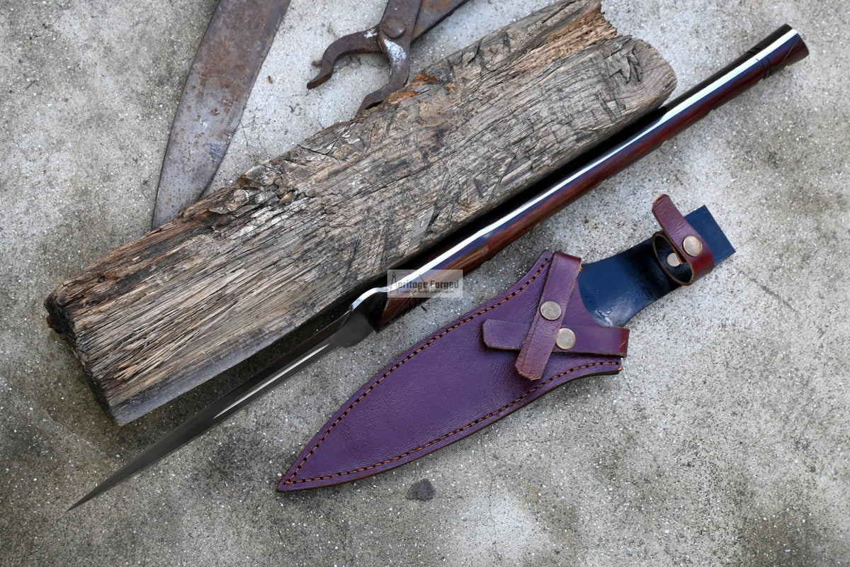 HUNTING SPEAR / hand forged spear /9 inches Long Blade spear/ throwing Spear/ Full tang/ Leaf spring of truck/ Tempered/Sharpen