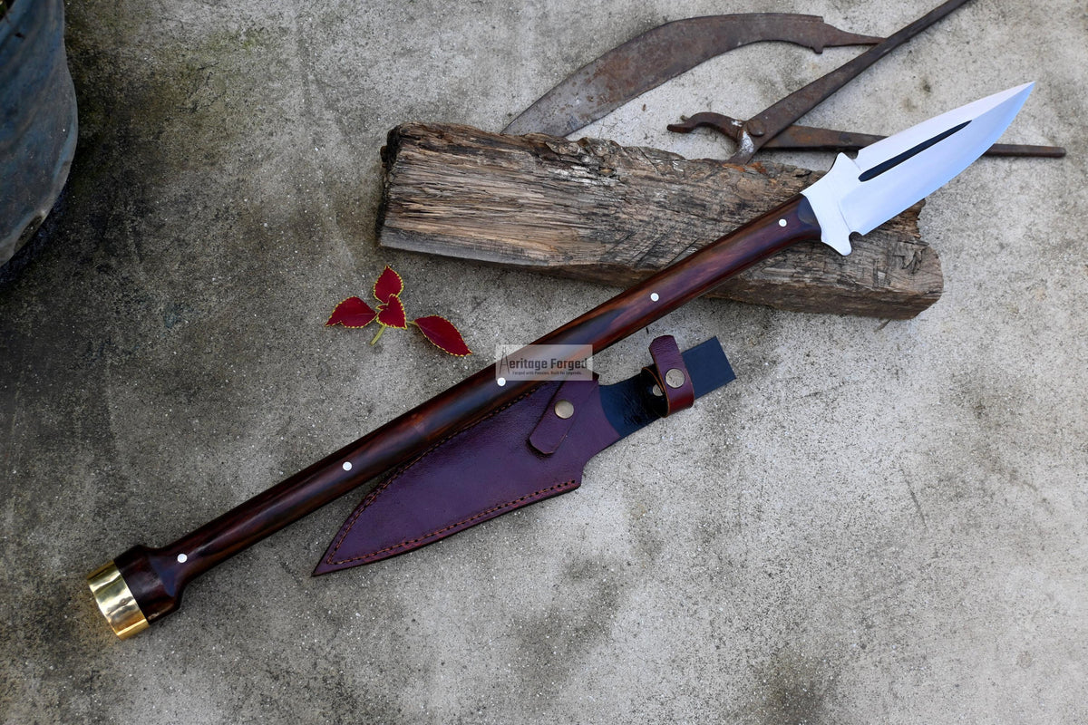 HUNTING SPEAR / hand forged spear /9 inches Long Blade spear/ throwing Spear/ Full tang/ Leaf spring of truck/ Tempered/Sharpen