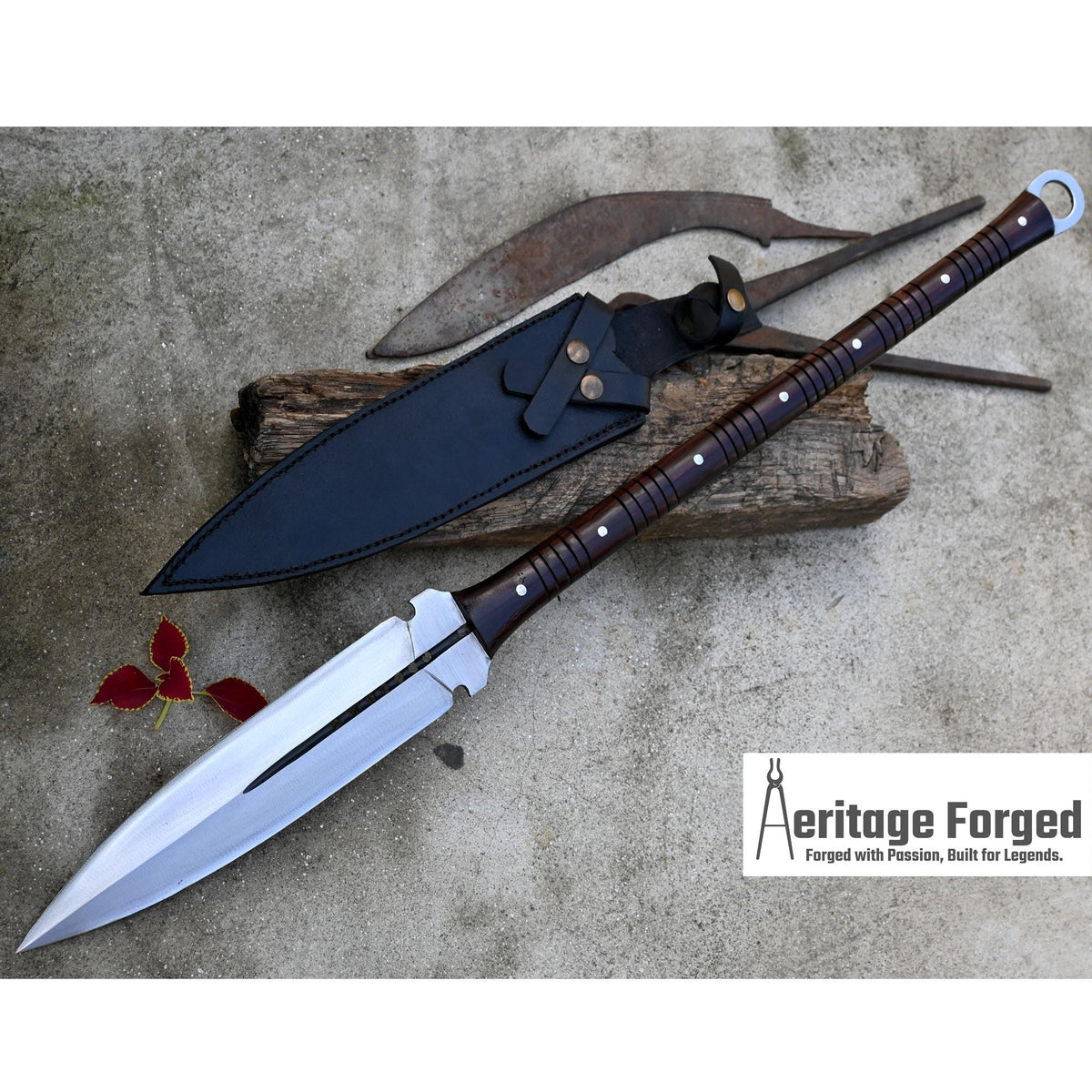 HUNTING SPEAR / hand forged spear /12 inches Long Blade spear/ Collectible  Spear/ Full tang/ Leaf spring of truck/ Tempered/Sharpen