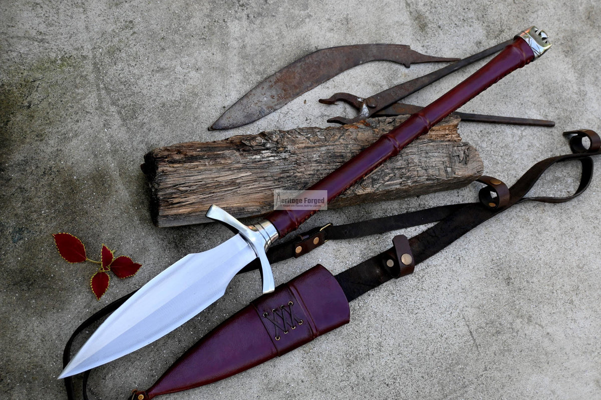 NORSEMAN SPEAR / hand forged spear /10 inches Long Blade spear/ throwing Spear/ Full tang/ Leaf spring of truck/ Tempered/Sharpen