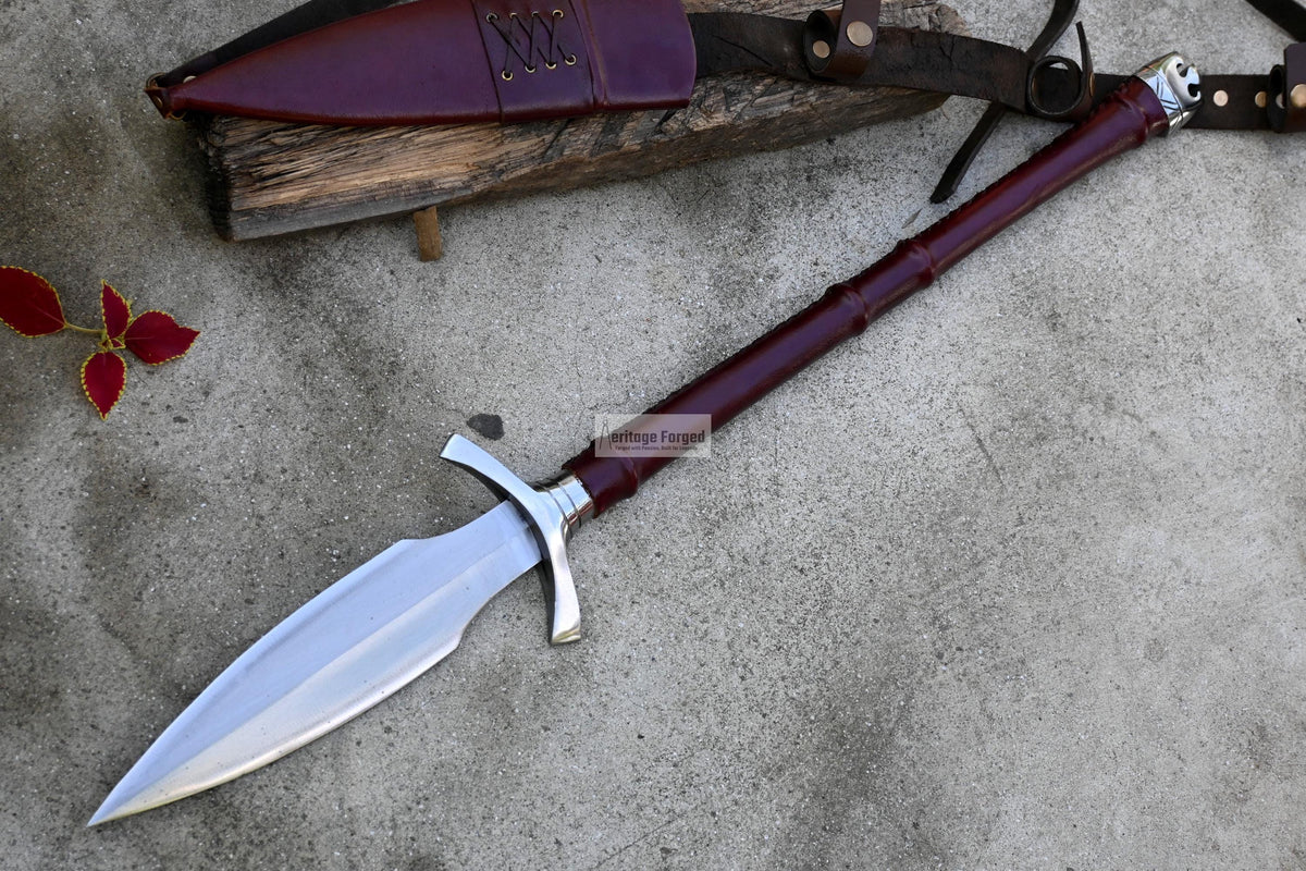 NORSEMAN SPEAR / hand forged spear /10 inches Long Blade spear/ throwing Spear/ Full tang/ Leaf spring of truck/ Tempered/Sharpen