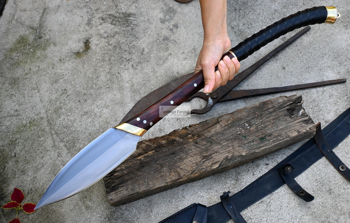 LEAF SPEAR / hand forged spear /8 inches Long Blade spear/ Collectible Spear/ Full tang/ spring of truck/ Tempered/Sharpen/hunting spear