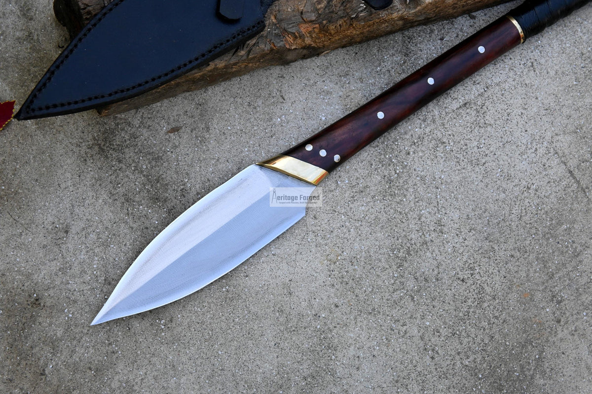 LEAF SPEAR / hand forged spear /8 inches Long Blade spear/ Collectible Spear/ Full tang/ spring of truck/ Tempered/Sharpen/hunting spear
