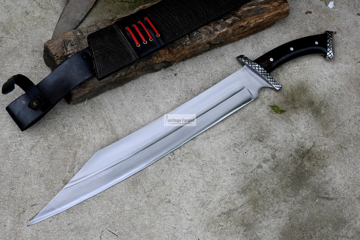 SEAX MACHETE / Large Seax knife/ 18 inches Long Blade Heavy duties machete/ Full tang/ Leaf spring of truck/ Tempered/Sharpen/Working