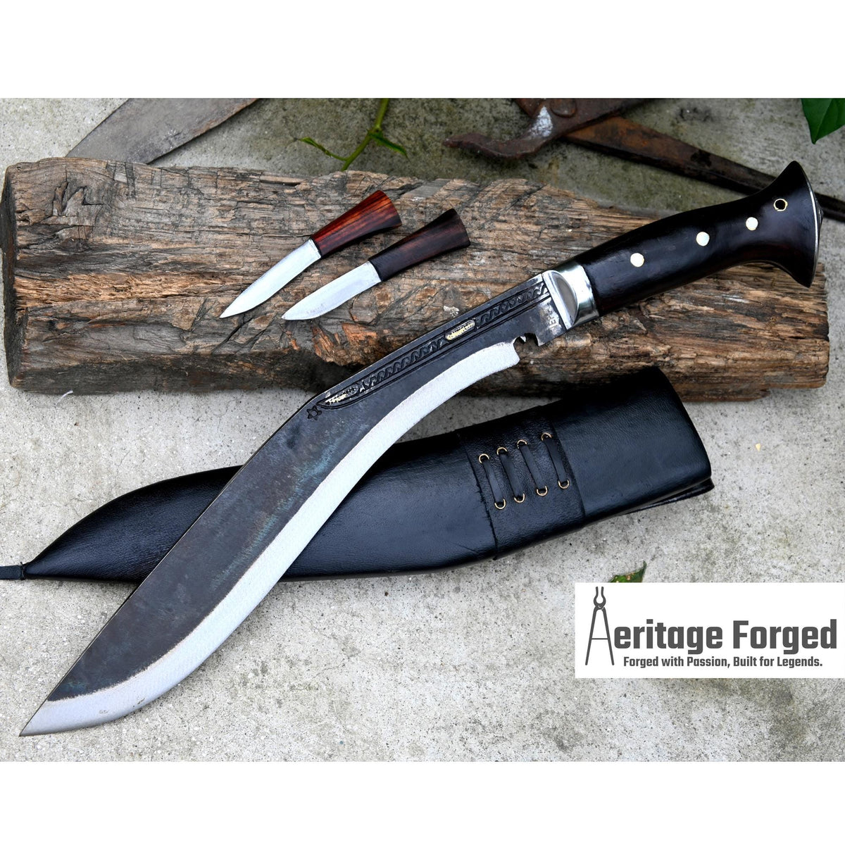 LARGE FARMER KHUKURI / Large kukri Machete/ 15 inches Long Blade Heavy machete/ Full tang/ Leaf spring of truck/ Tempered/Sharpen/Working