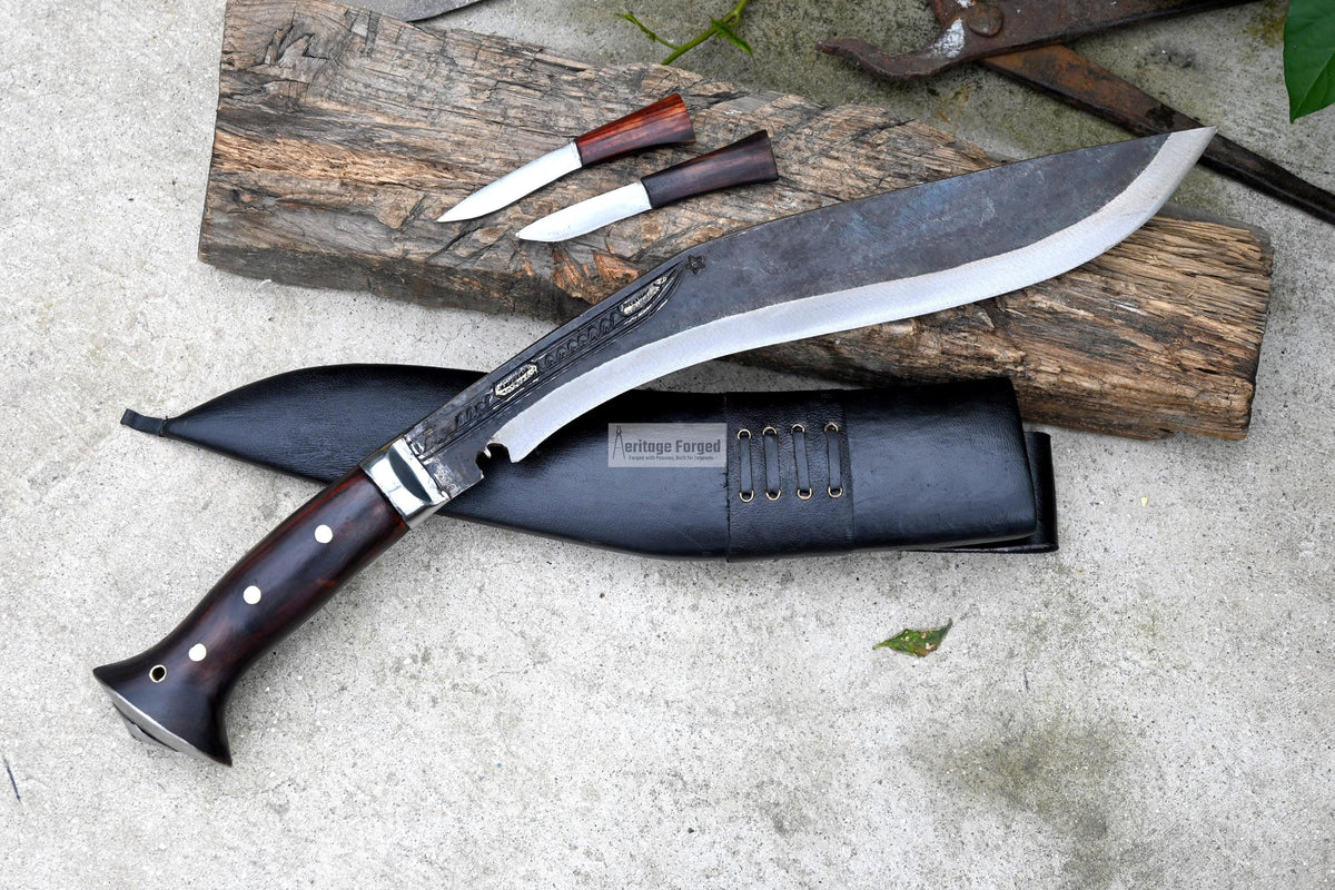 LARGE FARMER KHUKURI / Large kukri Machete/ 15 inches Long Blade Heavy machete/ Full tang/ Leaf spring of truck/ Tempered/Sharpen/Working