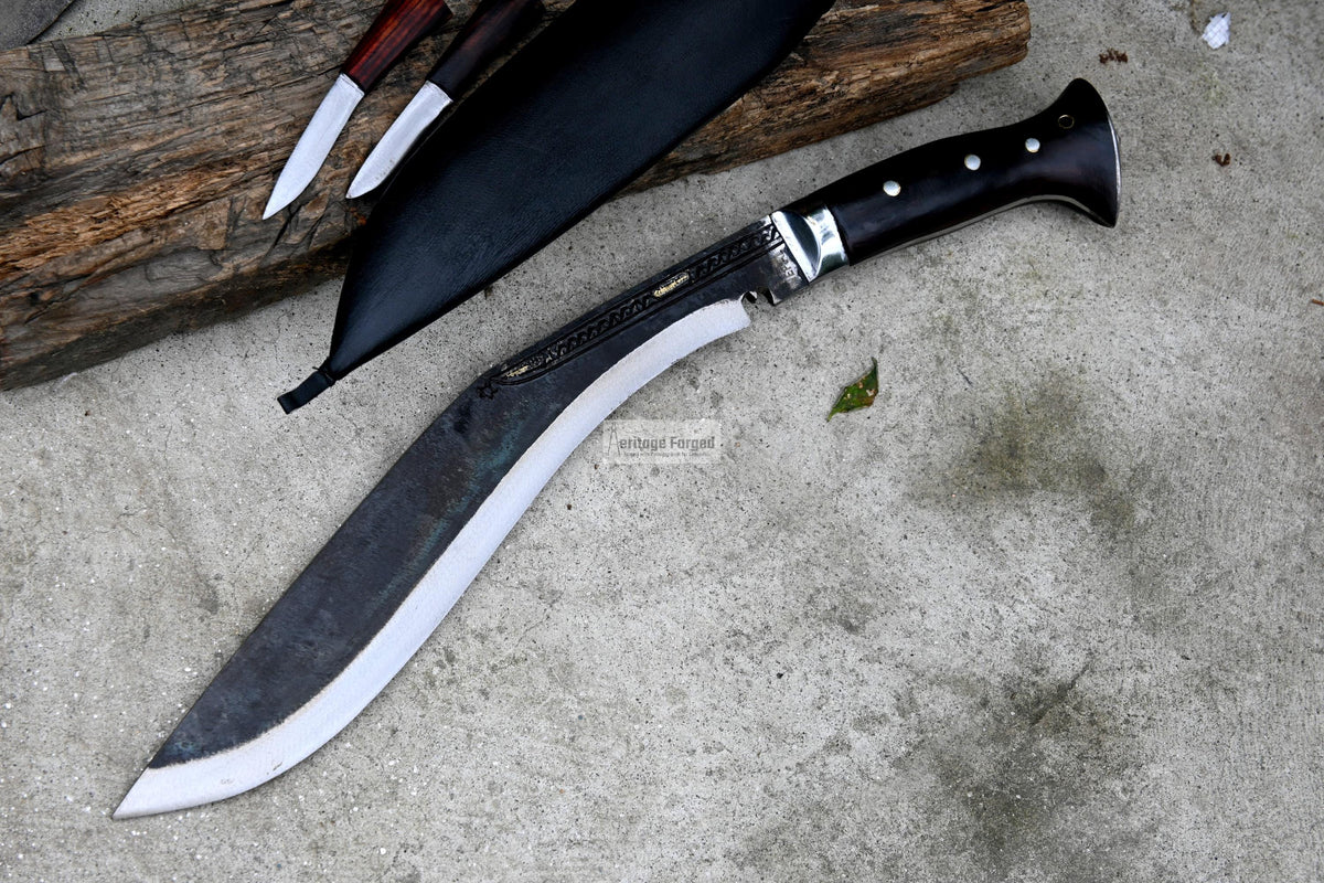 LARGE FARMER KHUKURI / Large kukri Machete/ 15 inches Long Blade Heavy machete/ Full tang/ Leaf spring of truck/ Tempered/Sharpen/Working