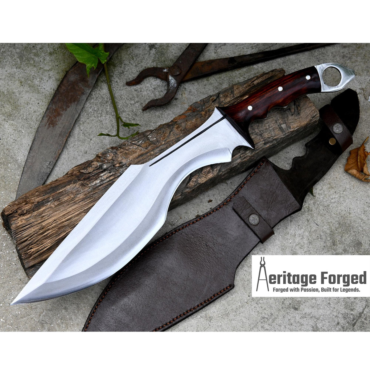 CHOPPER MACHETE / Large Jungle Machete/ 15 inches Long Blade Heavy duties machete/ Full tang/ Leaf spring of truck/ Tempered/Sharpen/Working