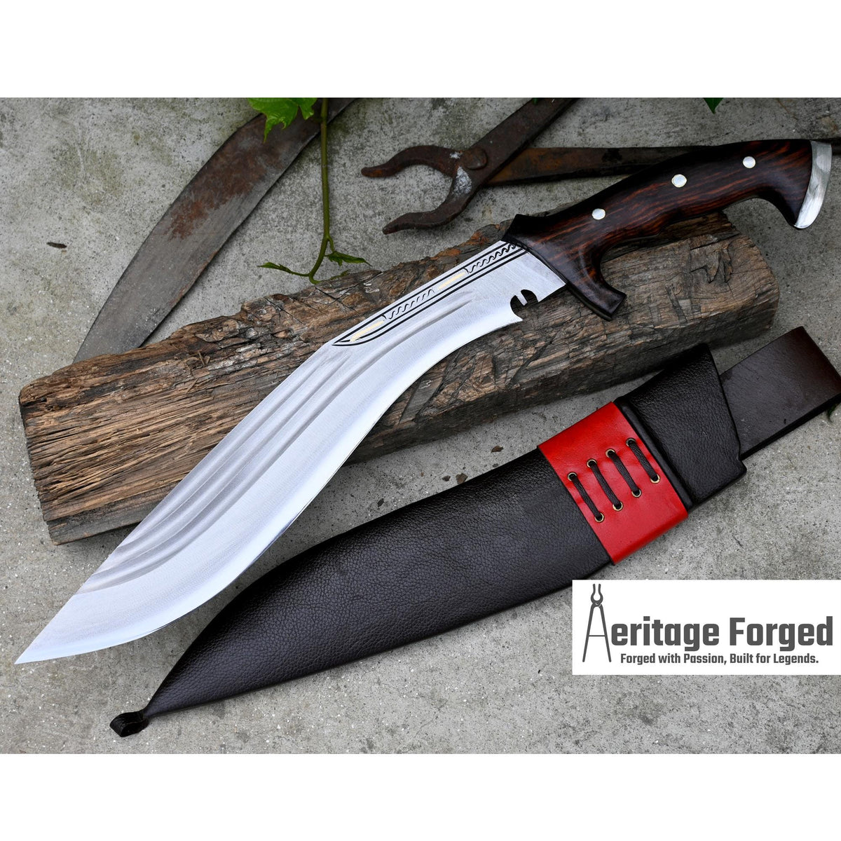 CHIRRA KHUKURI / Large kukri Machete/ 14 inches Long Blade Heavy duties machete/ Full tang/ Leaf spring of truck/ Tempered/Sharpen/Working
