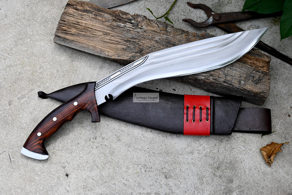 CHIRRA KHUKURI / Large kukri Machete/ 14 inches Long Blade Heavy duties machete/ Full tang/ Leaf spring of truck/ Tempered/Sharpen/Working