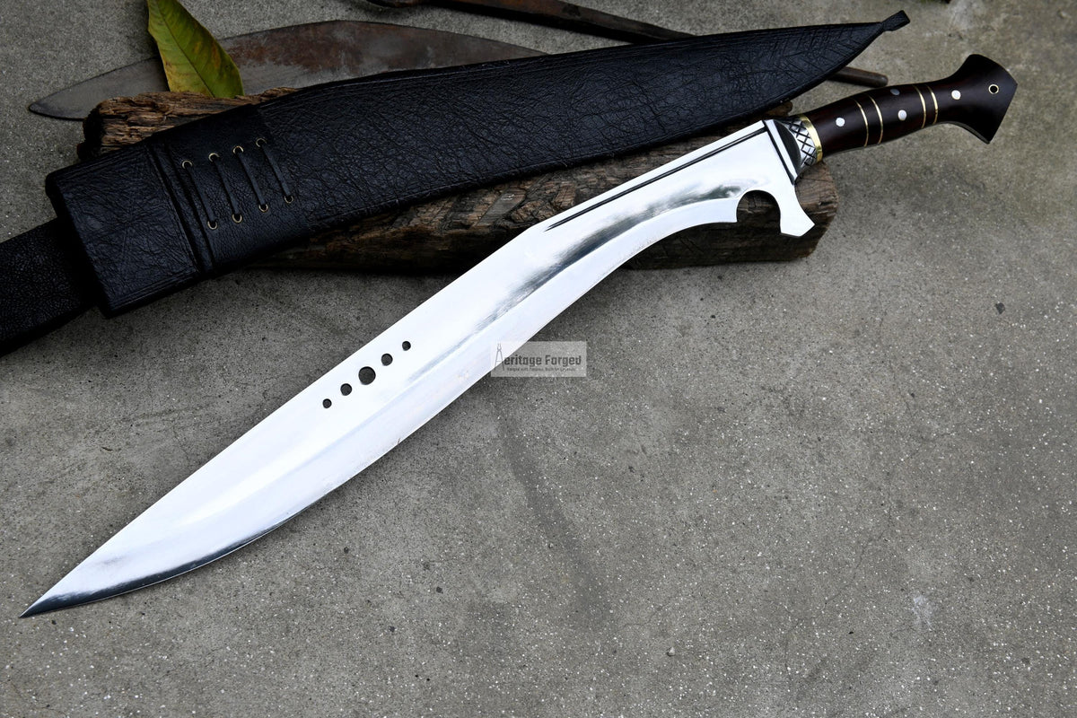 KHUKURI SWORD/ Large kukri Machete/ 21 inches Long Blade Heavy machete/ Full tang/ Leaf spring of truck/ Tempered/Sharpen/Working