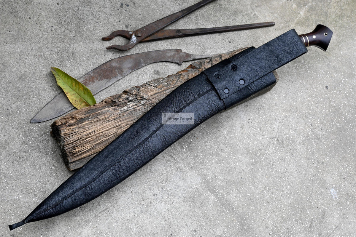 KHUKURI SWORD/ Large kukri Machete/ 21 inches Long Blade Heavy machete/ Full tang/ Leaf spring of truck/ Tempered/Sharpen/Working