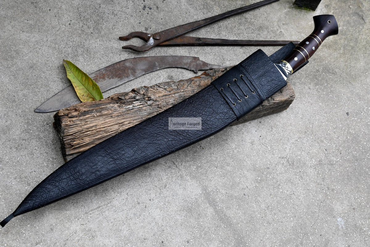 KHUKURI SWORD/ Large kukri Machete/ 21 inches Long Blade Heavy machete/ Full tang/ Leaf spring of truck/ Tempered/Sharpen/Working