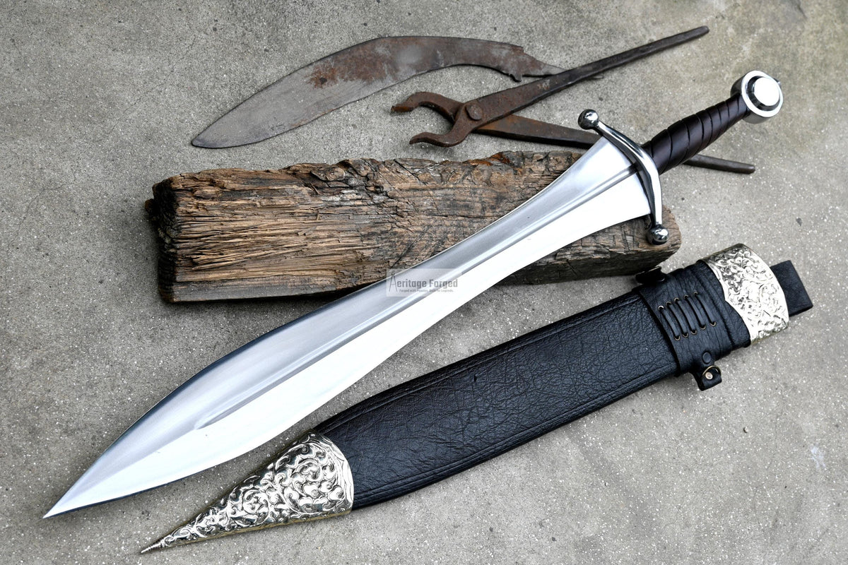 VIKING SWORD/24 inches Long Blade hand forged Sword/Leaf spring of truck/Rosewood Handle/Sharpen/Tempered/Ready to use/knife/knives
