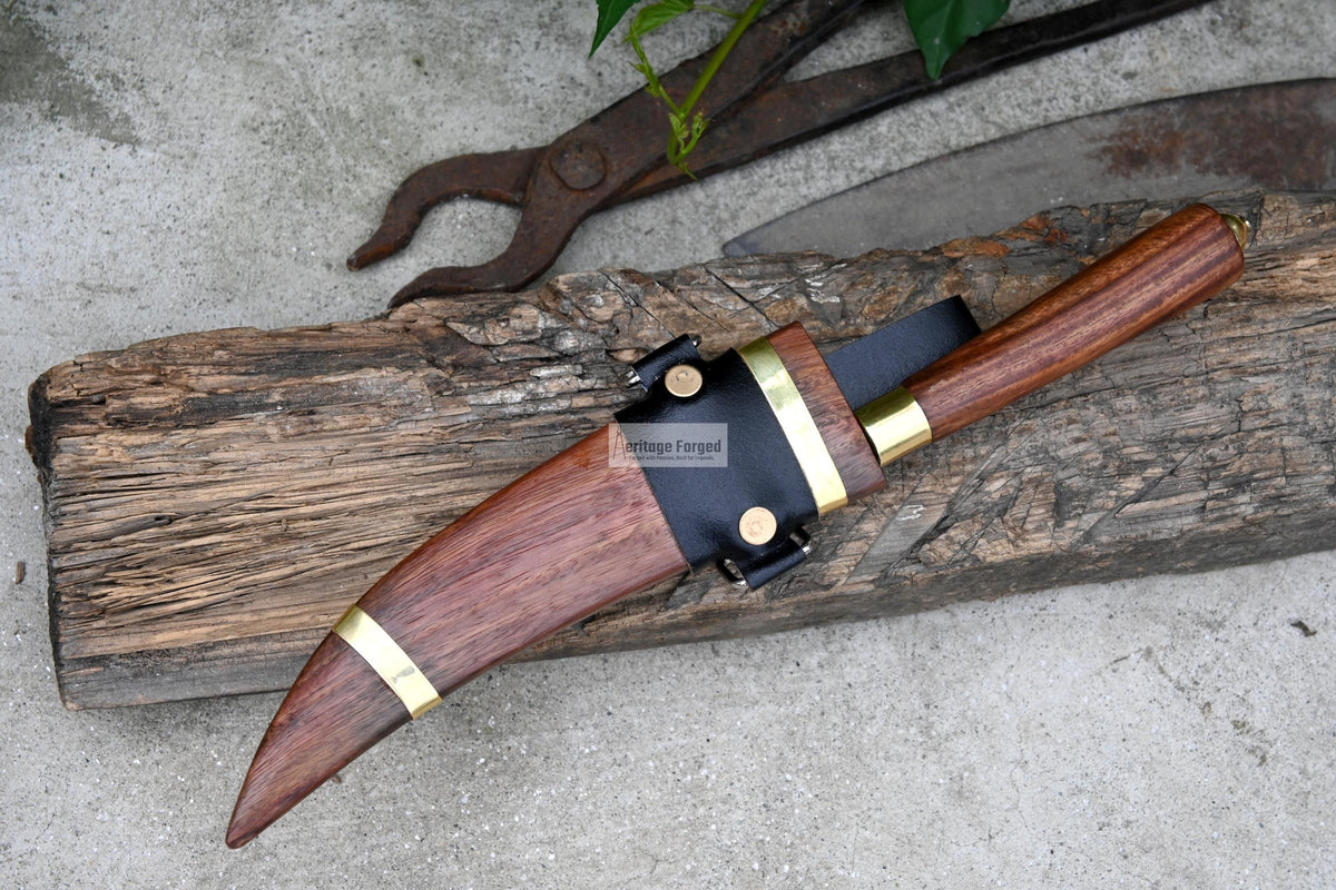 BUSHCRAFT KNIFE/Handmade hunting knife/camping knife/hand forged knife/full tang/wooden scabbard/sharpen/Tempered/Ready to use/working knife