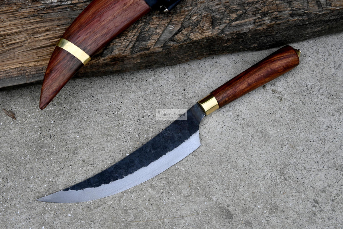 BUSHCRAFT KNIFE/Handmade hunting knife/camping knife/hand forged knife/full tang/wooden scabbard/sharpen/Tempered/Ready to use/working knife