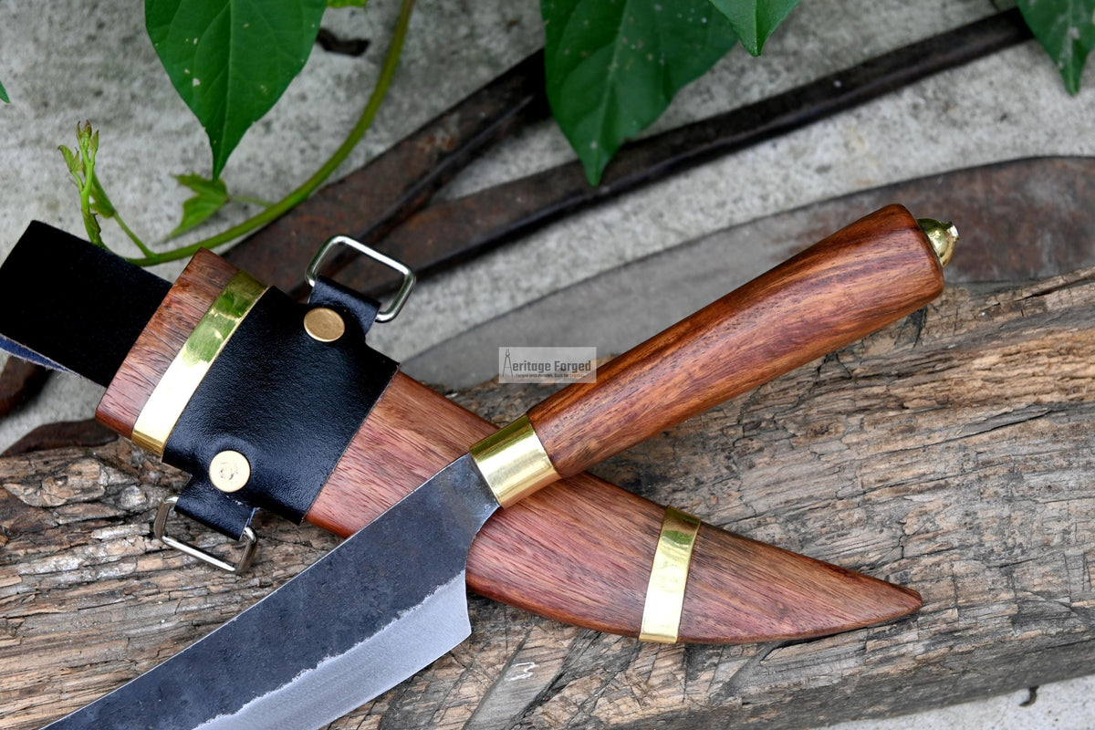 BUSHCRAFT KNIFE/Handmade hunting knife/camping knife/hand forged knife/full tang/wooden scabbard/sharpen/Tempered/Ready to use/working knife