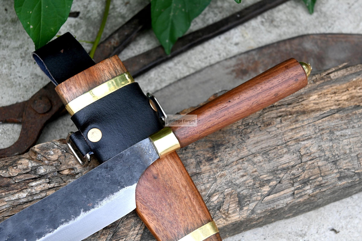 BUSHCRAFT KNIFE/Handmade kitchen knife/camping knife/hand forged knife/full tang/wooden scabbard/sharpen/Tempered/Ready to use/working knife