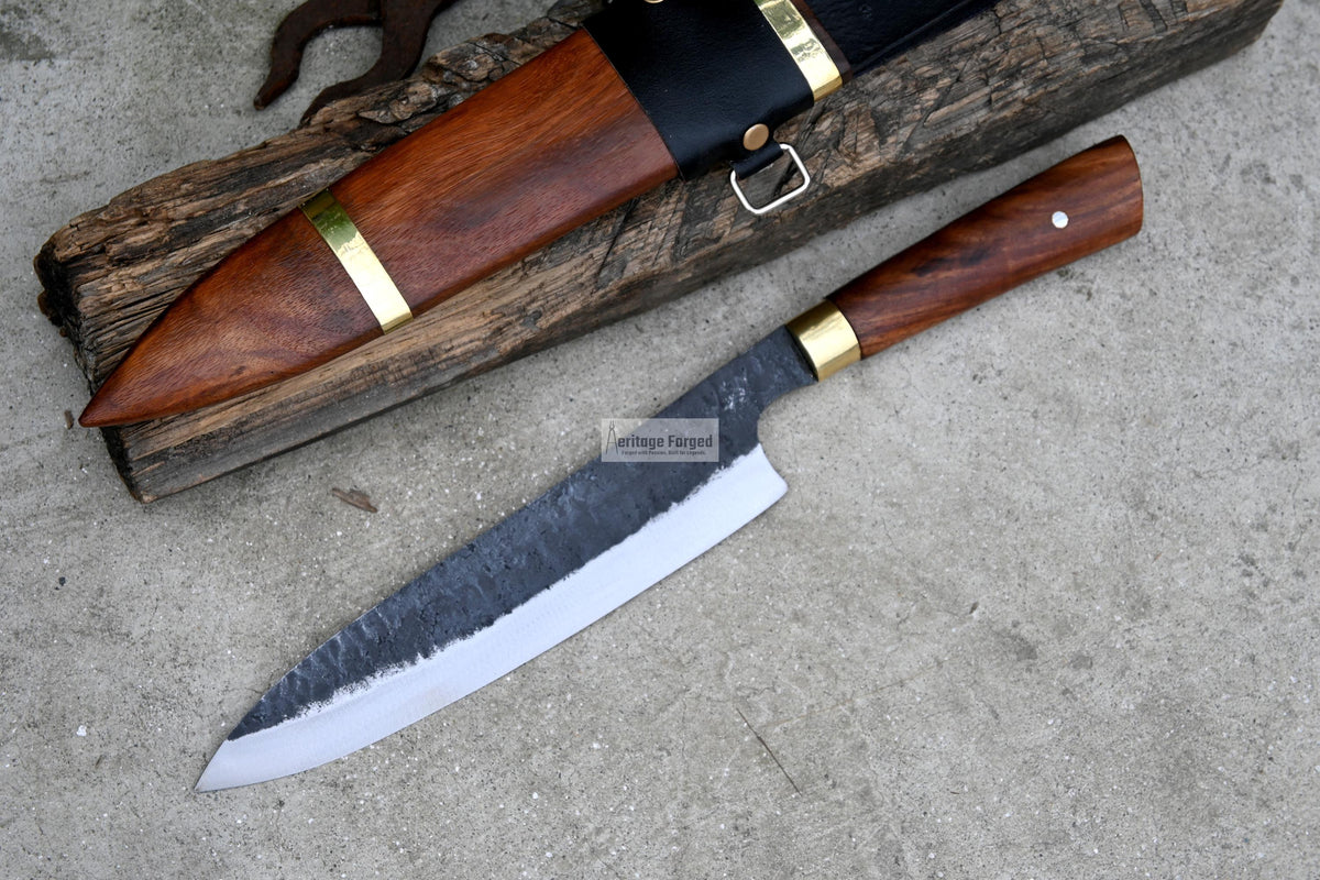 CHEF KNIFE / 10 inches long Blade / Hand forged hunting knife / jungle chef knife / Tempered / Sharpen/ Ready to use